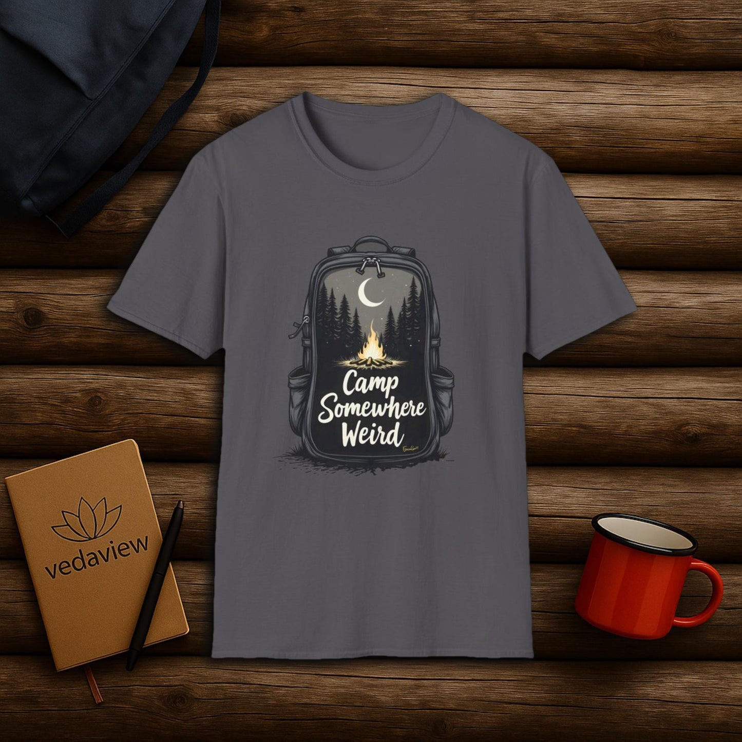 Camp Somewhere Weird – Backpack T-shirt