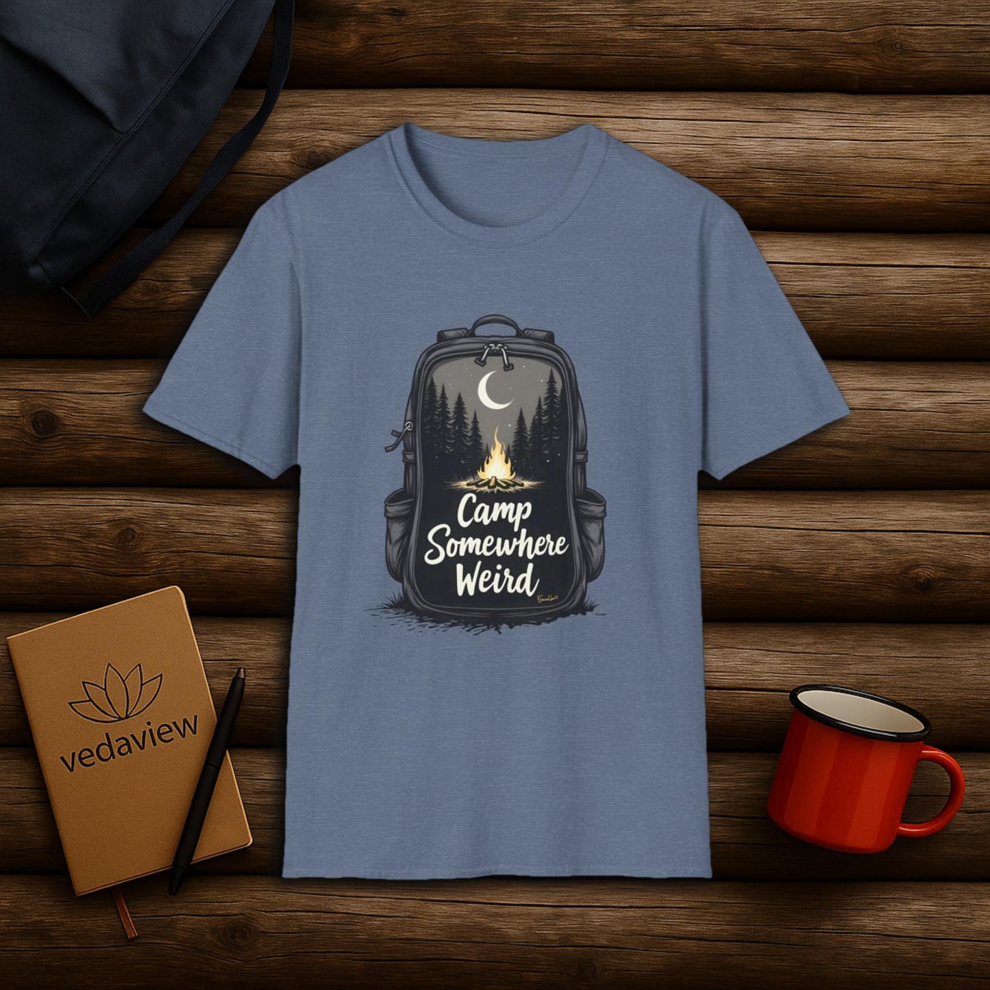 Camp Somewhere Weird – Backpack T-shirt