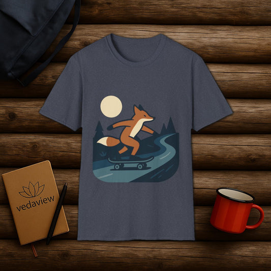 Moonlit Fox Skateboarder T-shirt